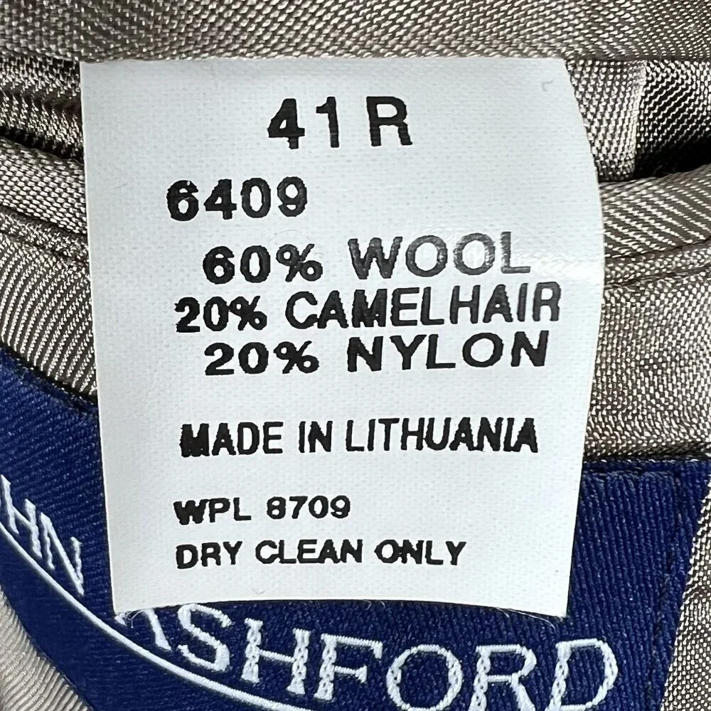 John Ashford Mens 41R Brown Soft Wool Camelhair Blend Tweed Sport Coat Old Money